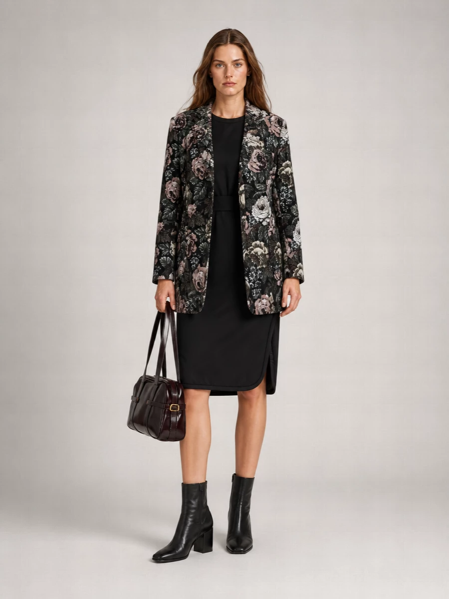 Dries Van Noten floral jacquard single-breasted coat