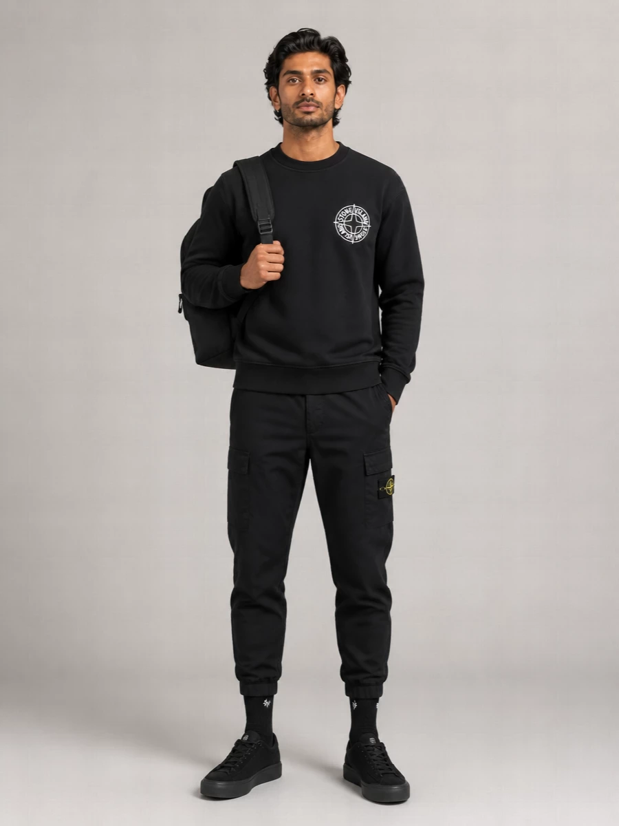 Stone Island Cotton Oversized Logo-Print Sweatshirt