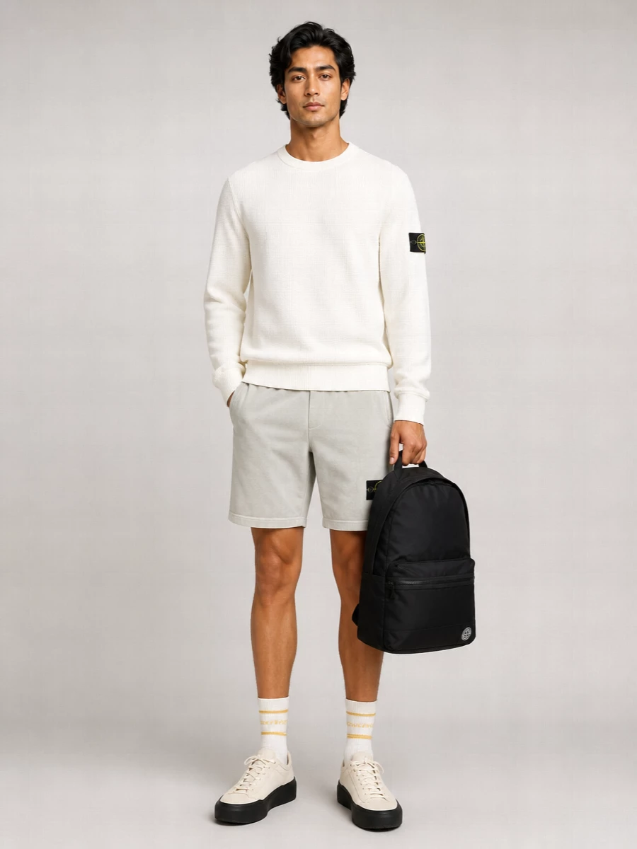 Stone Island Ribbed Regular-Fit Cotton Crewneck Sweater