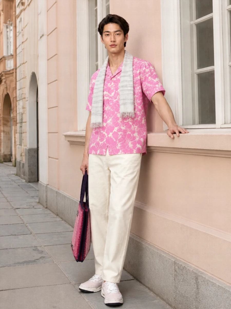 Stussy hibiscus shirt cream chinos nike sneakers