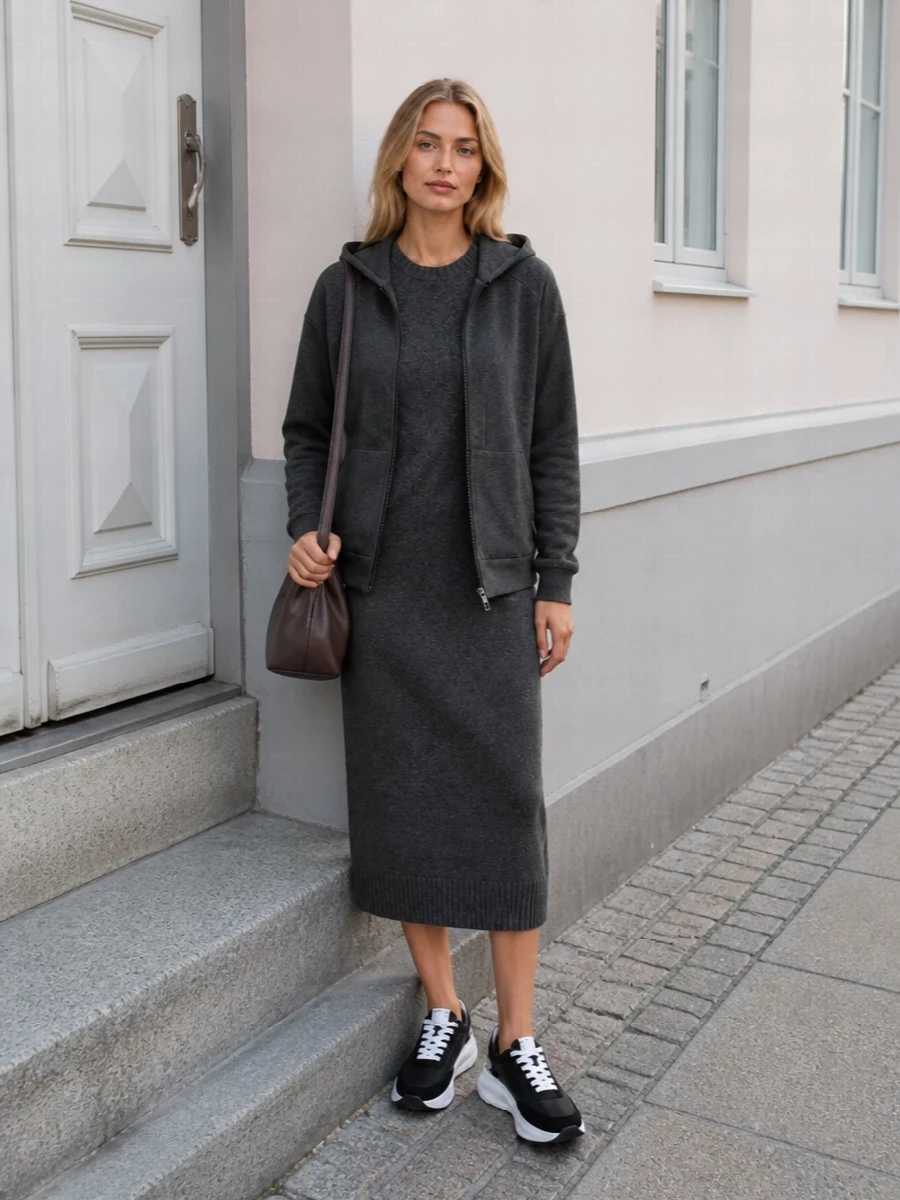 Brunello cucinelli hoodie courreges knit dress