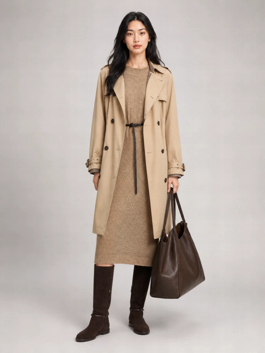 Brunello Cucinelli cotton linen double-breasted belted trench coat
