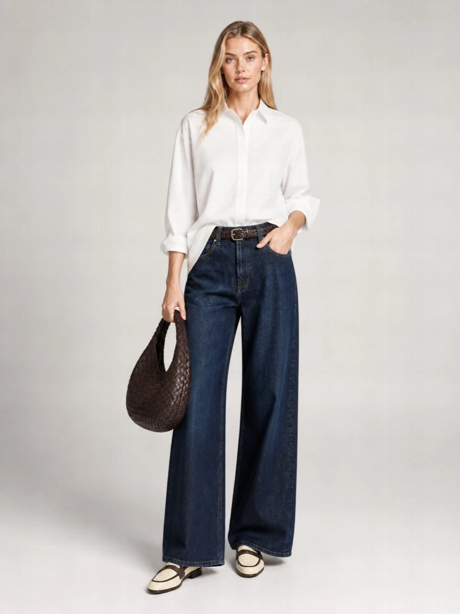 Brunello Cucinelli Denim High-Rise Barrel-Leg Wide-Leg Jeans