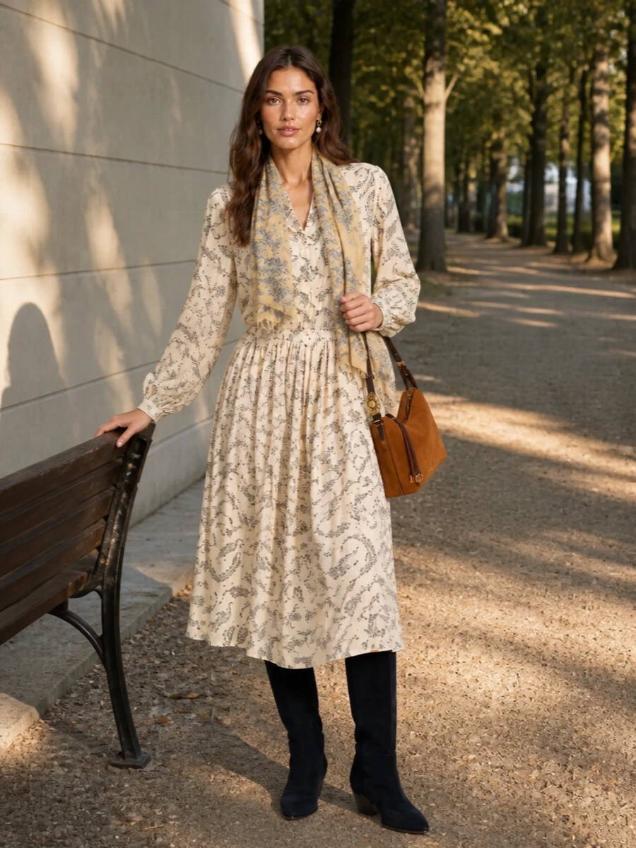 Forte forte midi dress suede boots etro bag