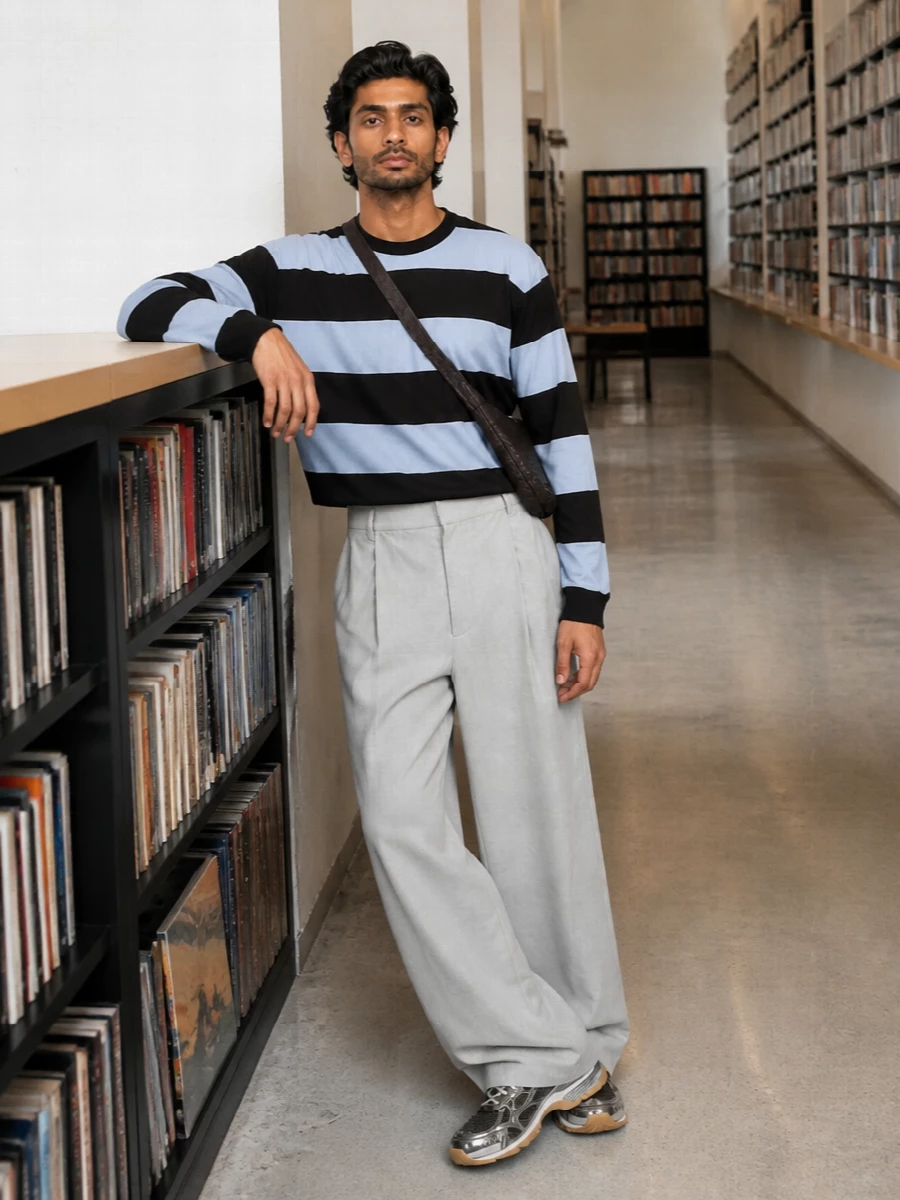 Bottega veneta rugby stripe wide leg trouser