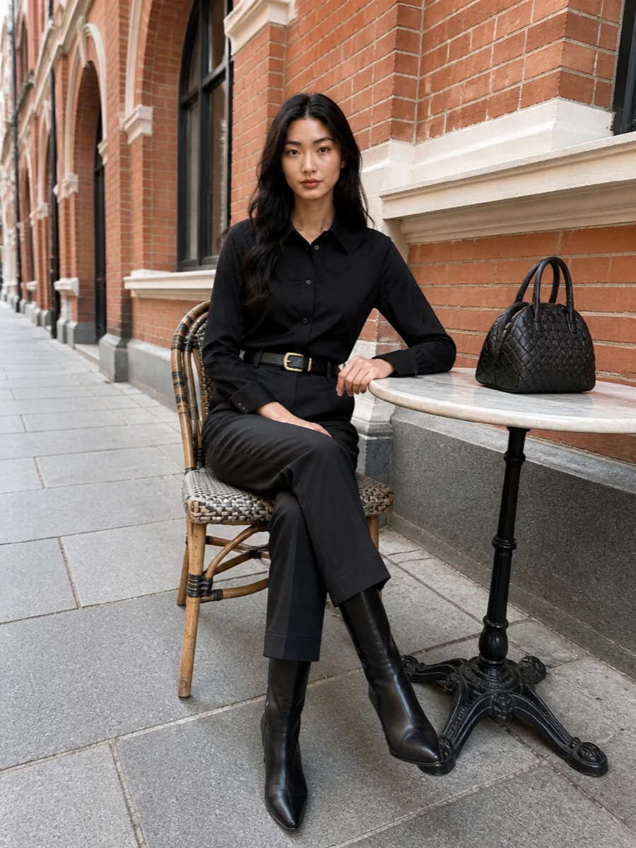 Bottega veneta black tailored trousers outfit