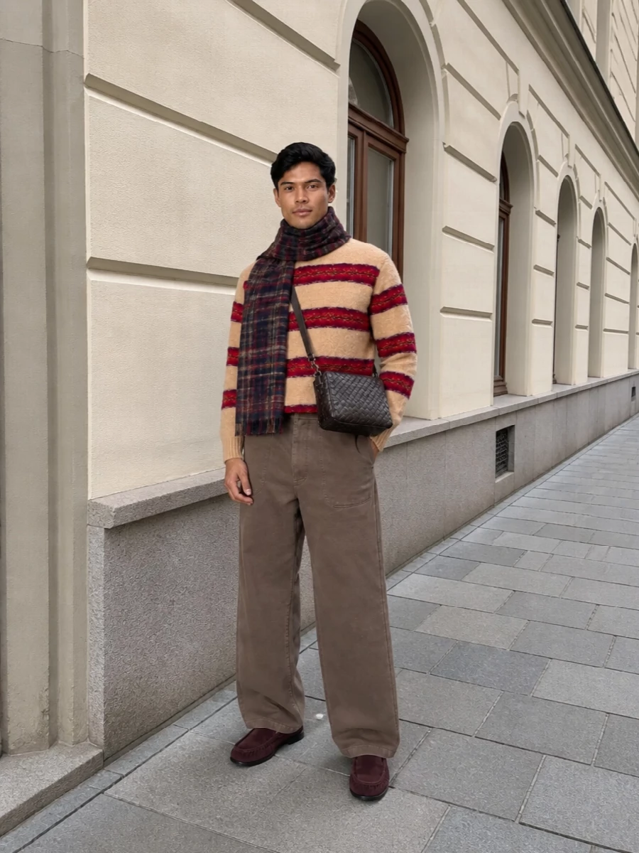 Dries van noten striped sweater wide leg trousers