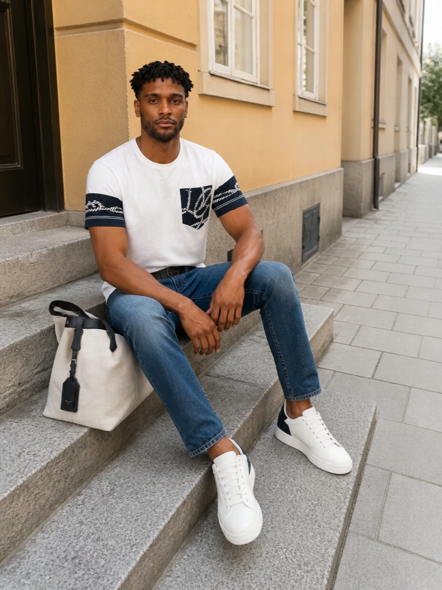 Dolce gabbana nautical tshirt jeans sneakers