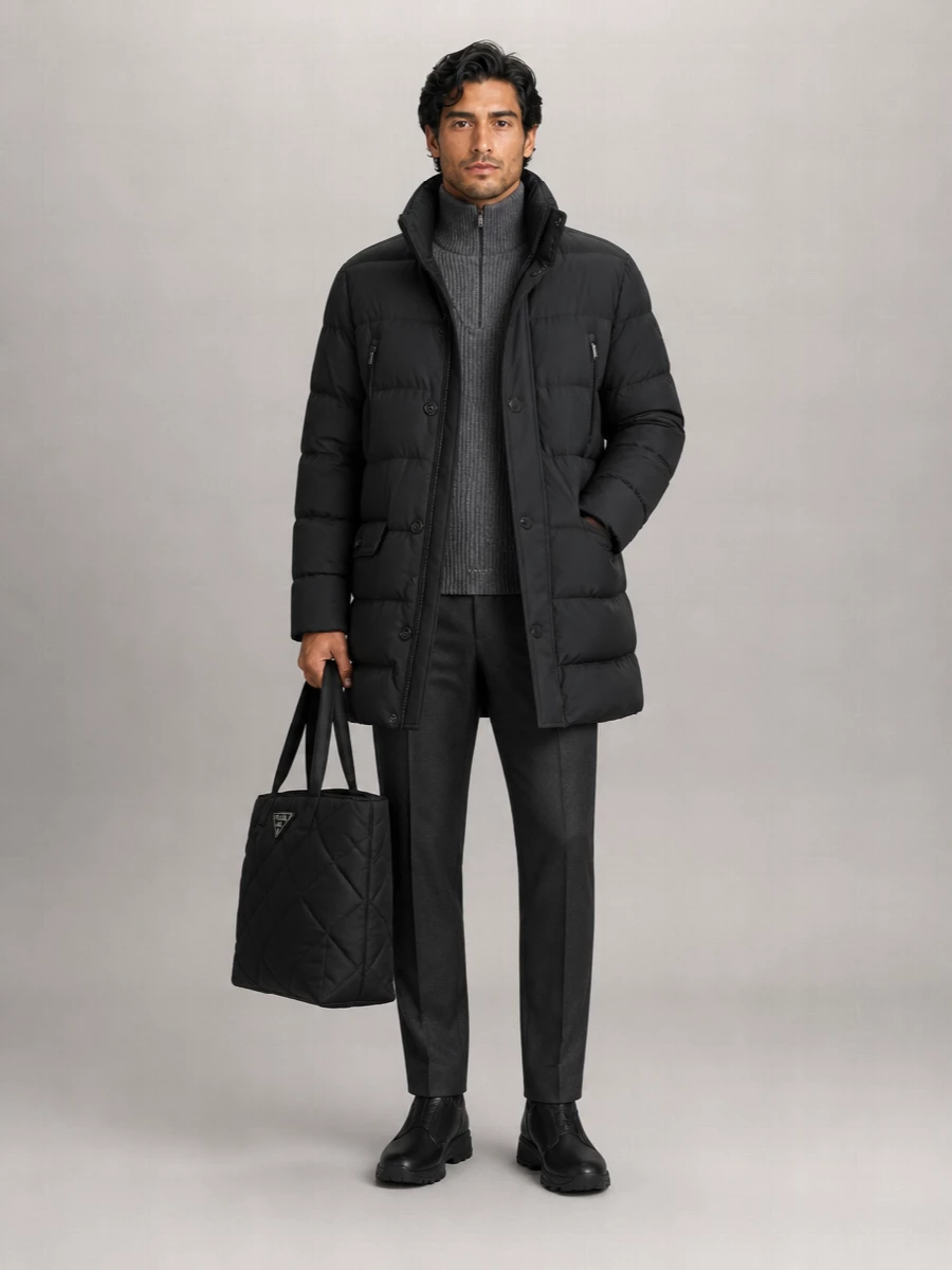 Moorer Wool Cashmere Quilted Down Padded Coat