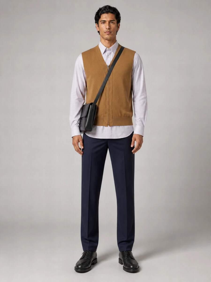 Comme Des Garçons Striped Cotton V-Neck Cardigan Insert Shirt