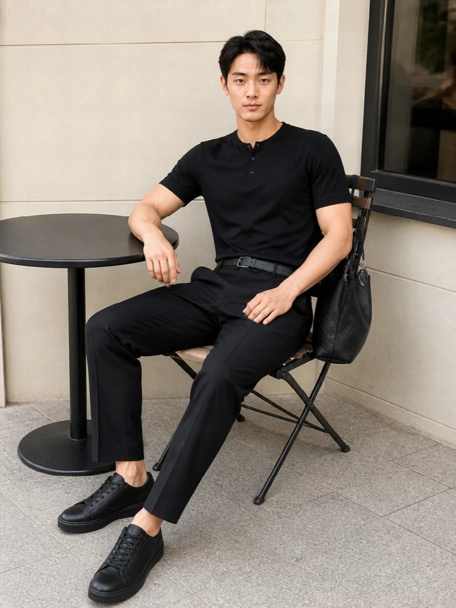 Dolce gabbana black tee drawstring trousers sneakers