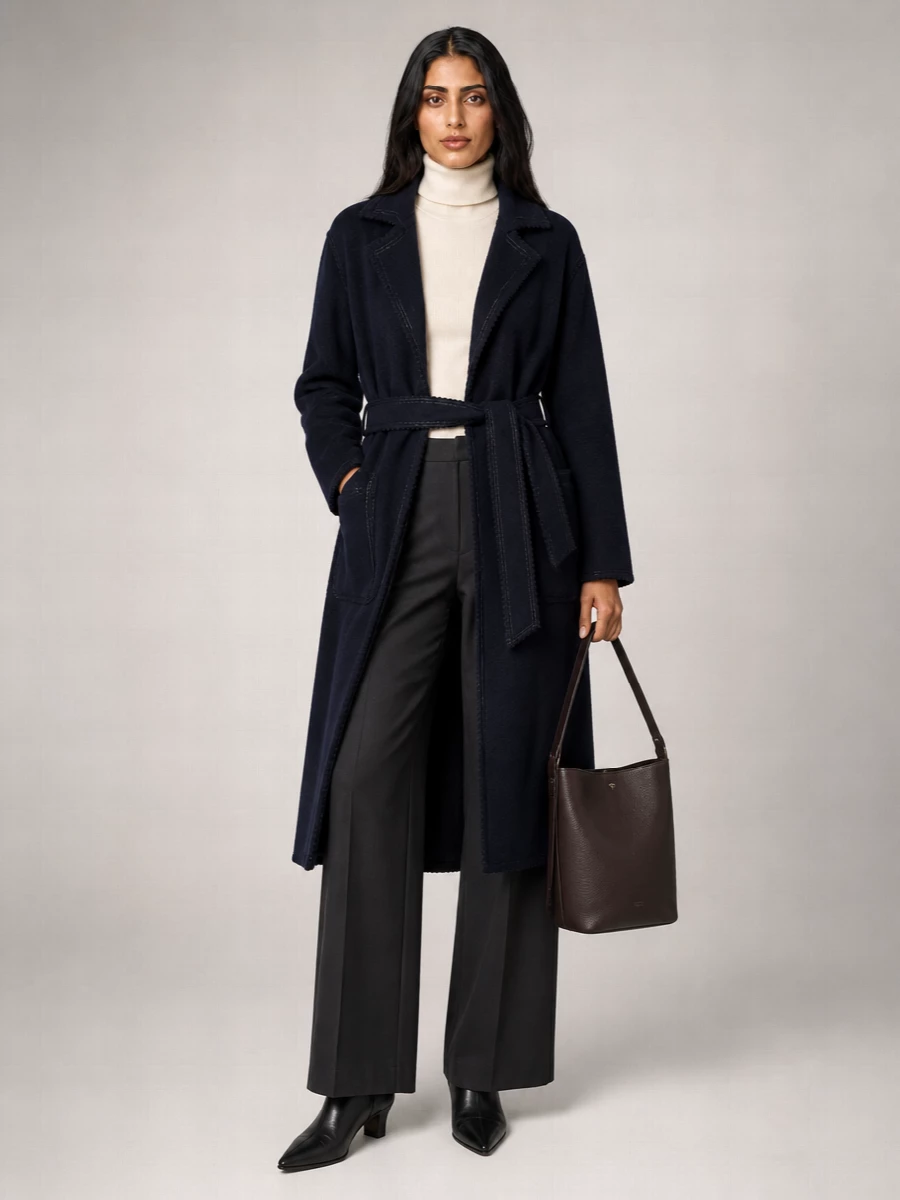 Max Mara Cashmere Wool Belted Single Breasted Coat