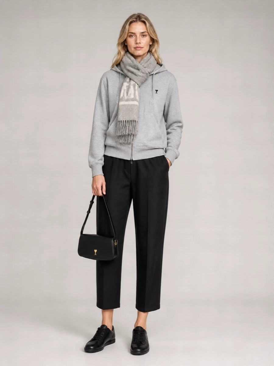 Ami Paris Cotton Zip-Up Hoodie