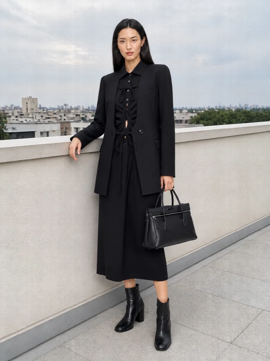 Maison margiela black blazer cut out shirt dress