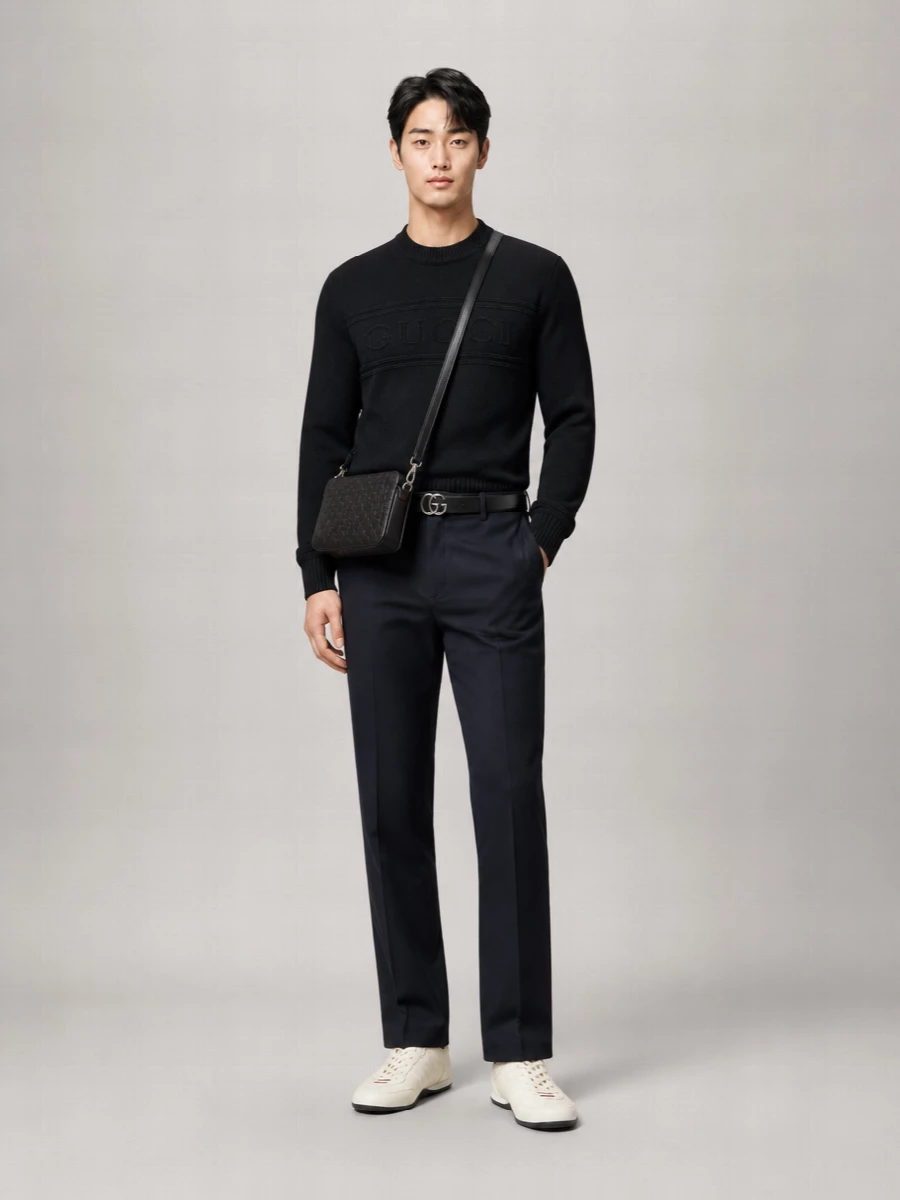 Gucci Intarsia Crew-Neck Long-Sleeve Sweater