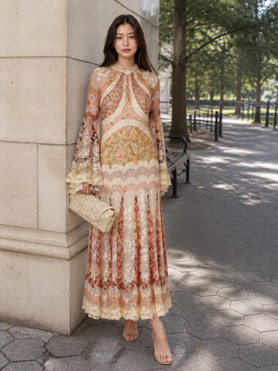 Zimmermann floral gown champagne heel outfit
