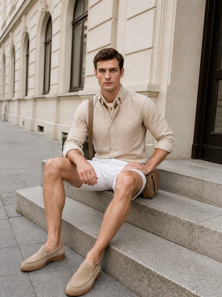 Polo ralph lauren striped shirt white shorts
