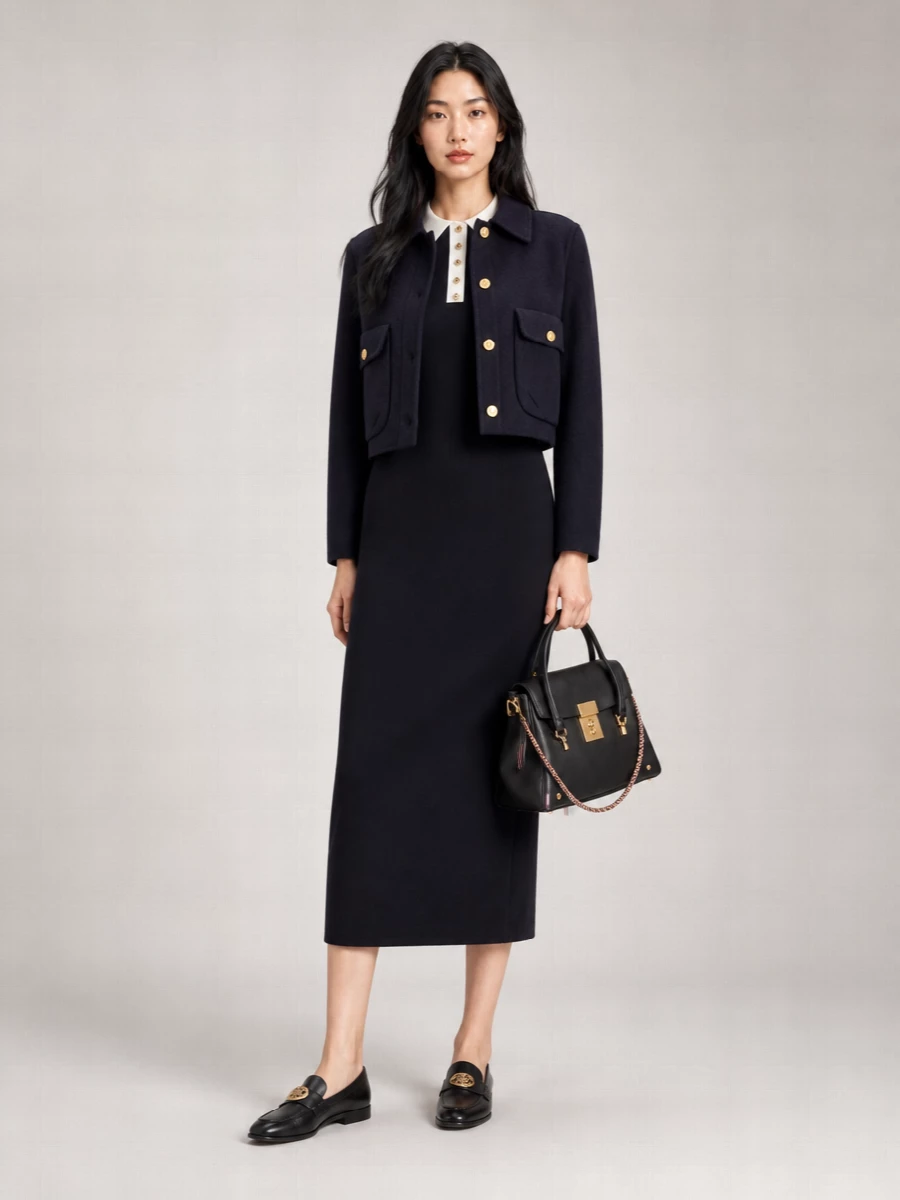 Thom Browne Wool Cropped Single Breasted Coat