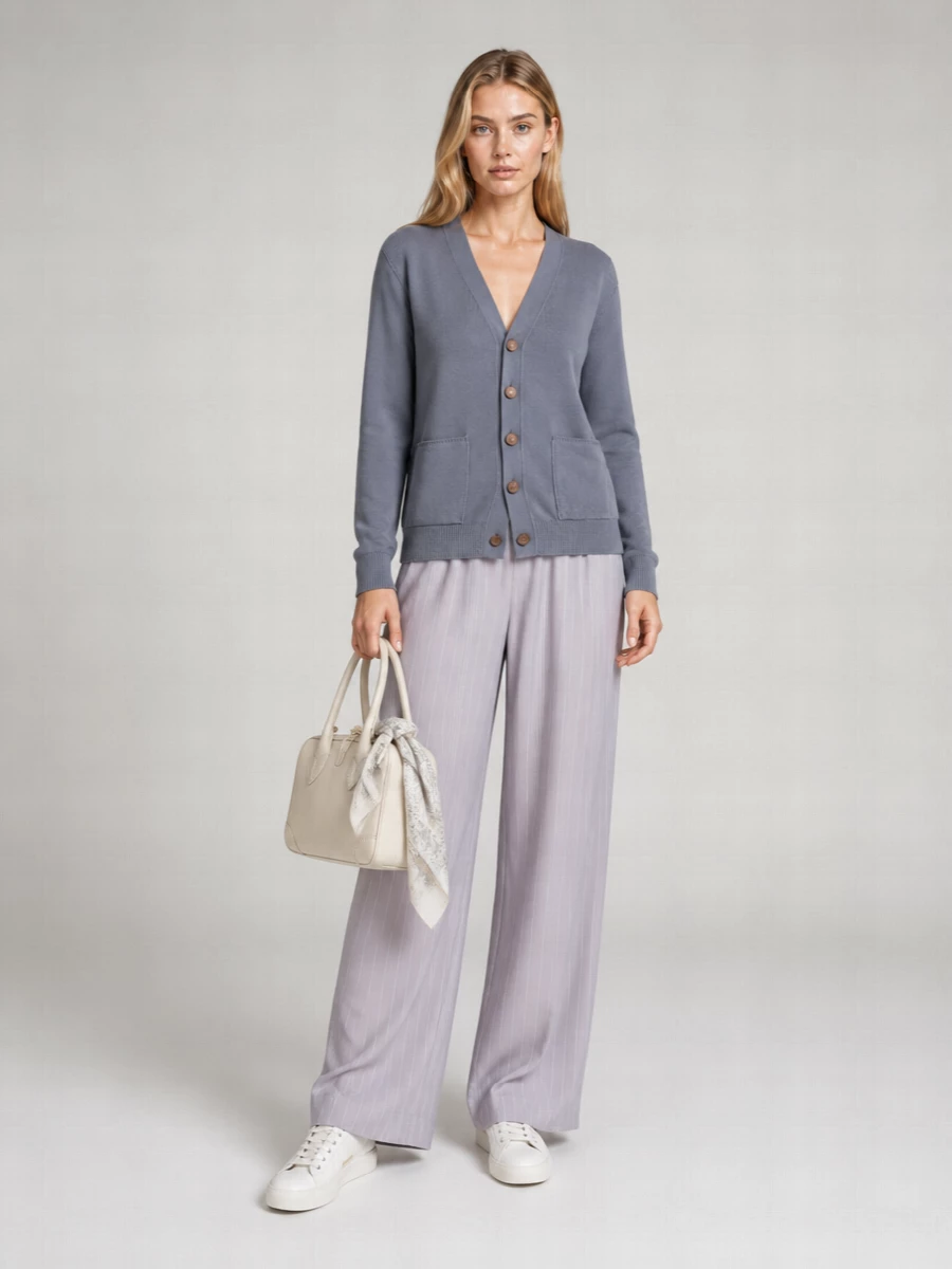Golden Goose Cotton V-Neck Ribbed Knit Cardigan
