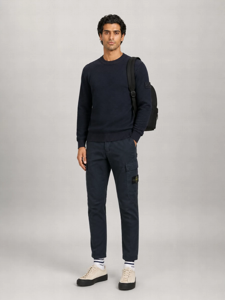 Stone Island Cashmere-Blend Knitted Crew-Neck Long-Sleeve Jumper