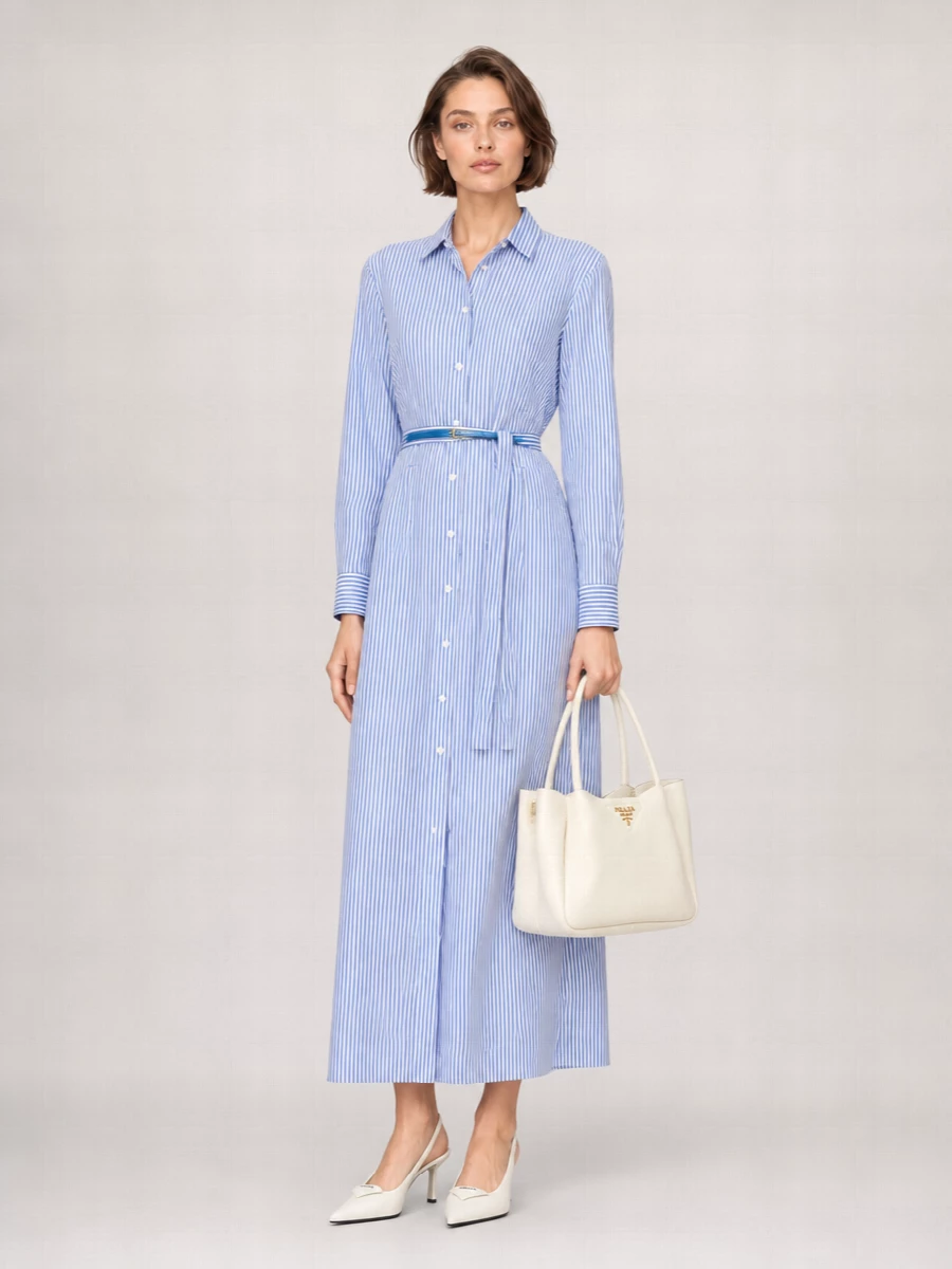 Prada Striped Silk Shirt Dress