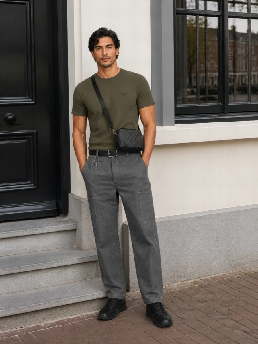 Givenchy cargo trousers olive tee black sneakers