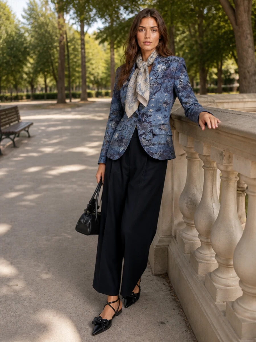 Pierre louis mascia blazer navy wide leg trousers