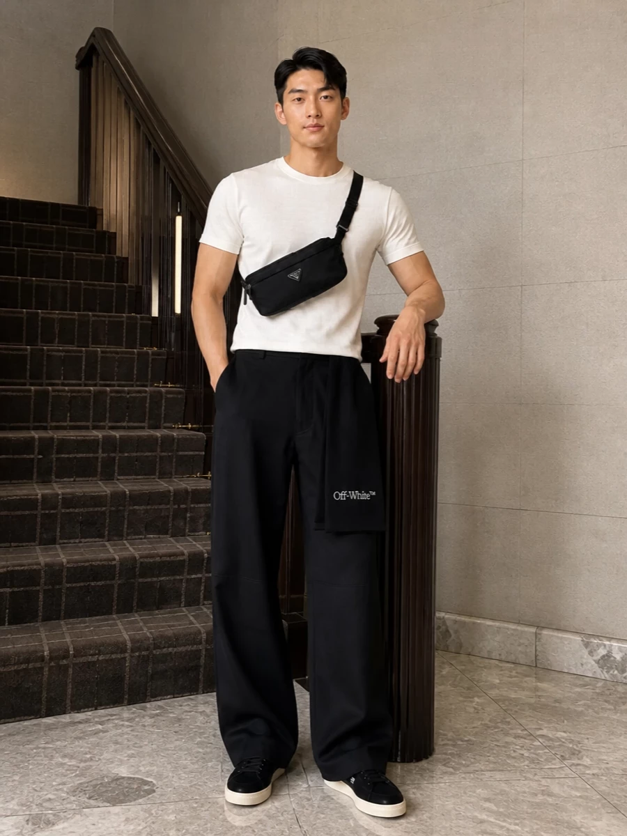 Palm angels wide leg prada sneakers outfit