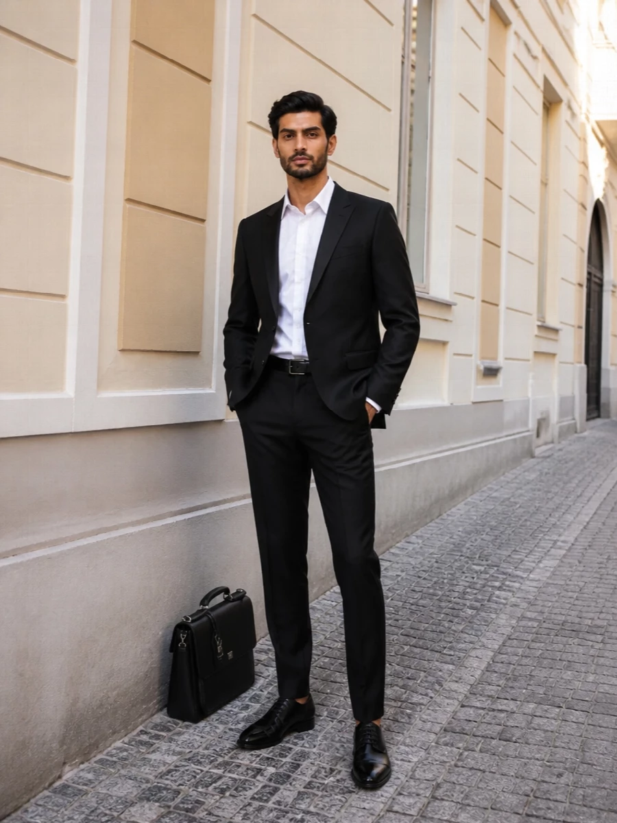Dolce gabbana black suit derbies briefcase