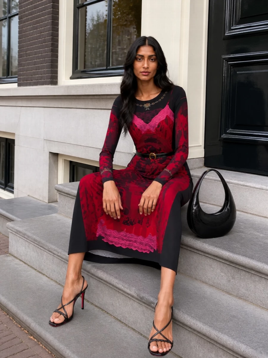 Marine serre maxi dress black valentino heels