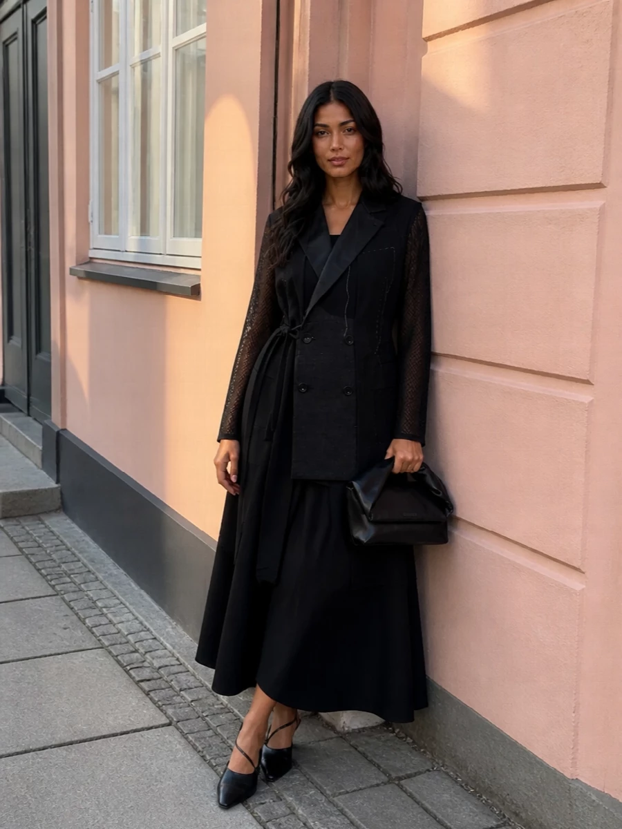 Junya watanabe coat sacai tuxedo maxi dress