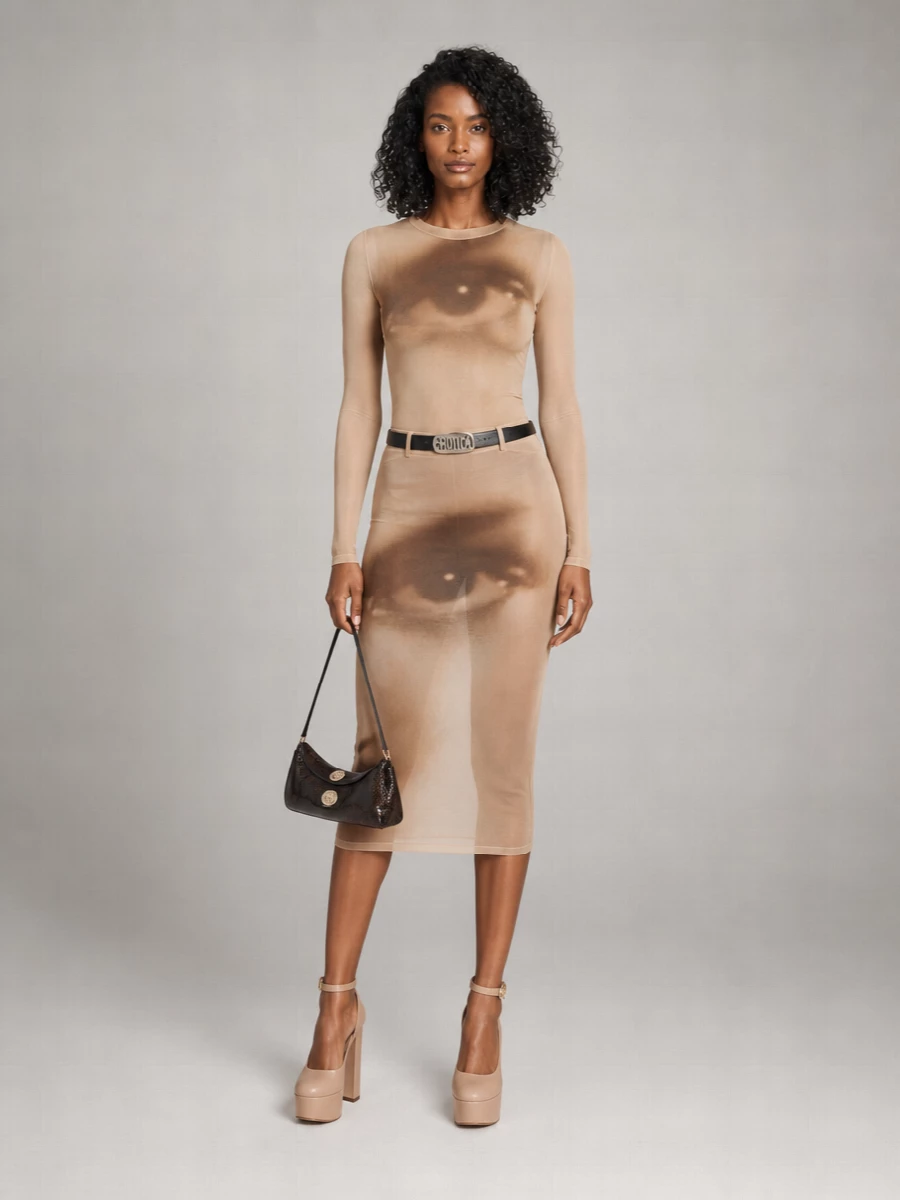 Jean Paul Gaultier Printed Fitted Skirt