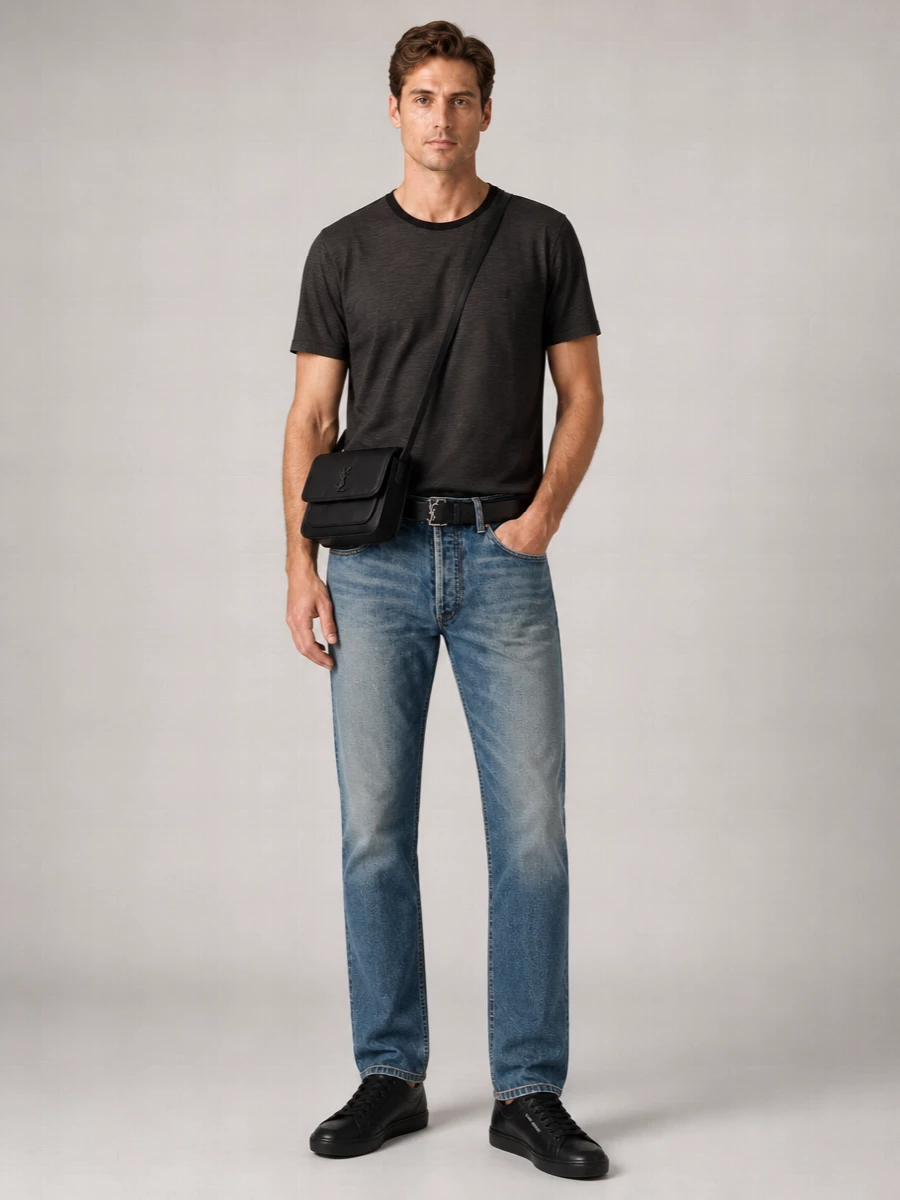 Saint Laurent Leather Messenger Bag