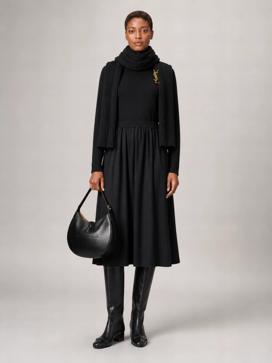 Polo Ralph Lauren Wool High Neck Long Sleeve Knitted Maxi Dress