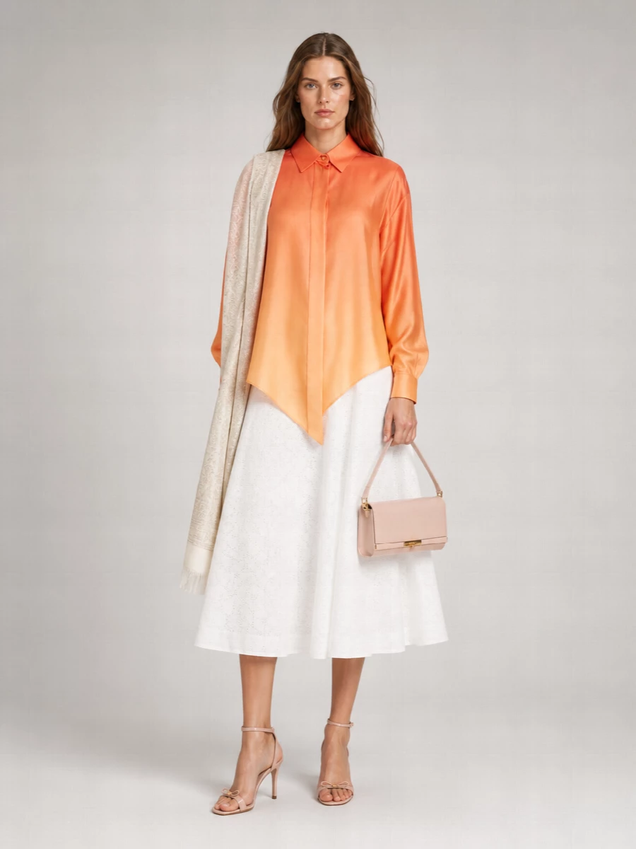 Zimmermann Tranquillity Silk Shirt Asymmetrical Hem