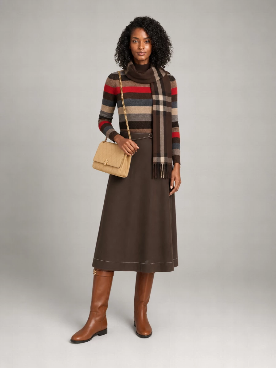 Tory Burch Striped Wool High Neck Long-Sleeve Sweatshirt