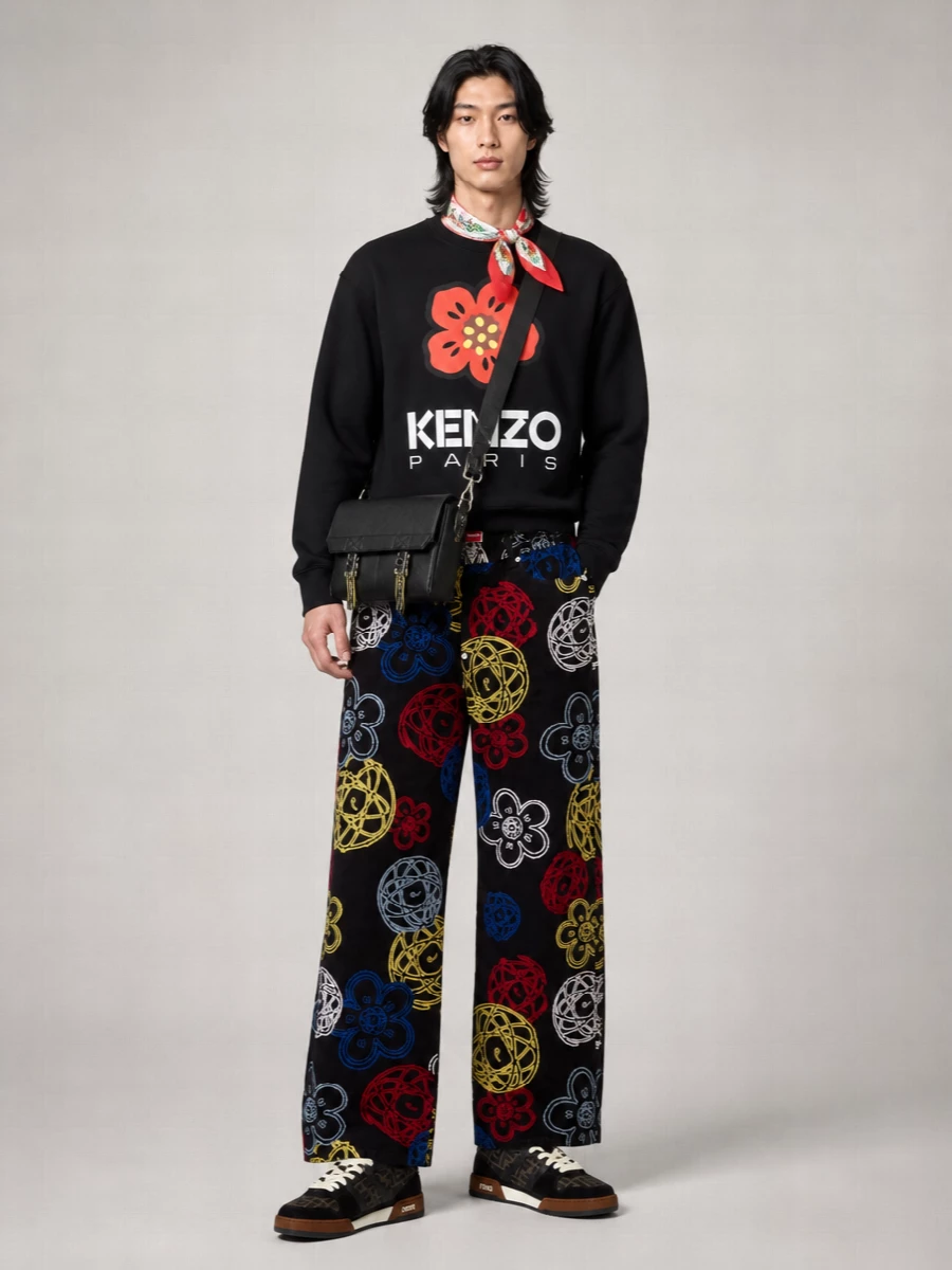 Kenzo Silk Floral-Print Scarf