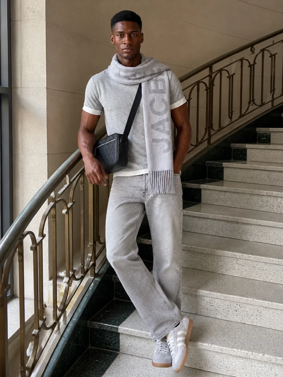 Gimaguas tee haikure grey jeans adidas sneakers