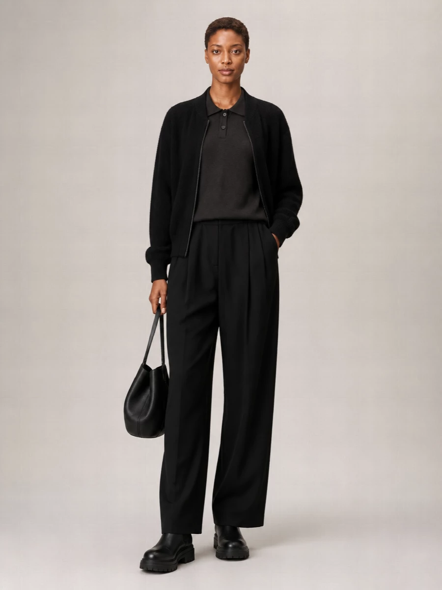 Studio Nicholson cashmere wool ribbed crew neck cardigan
