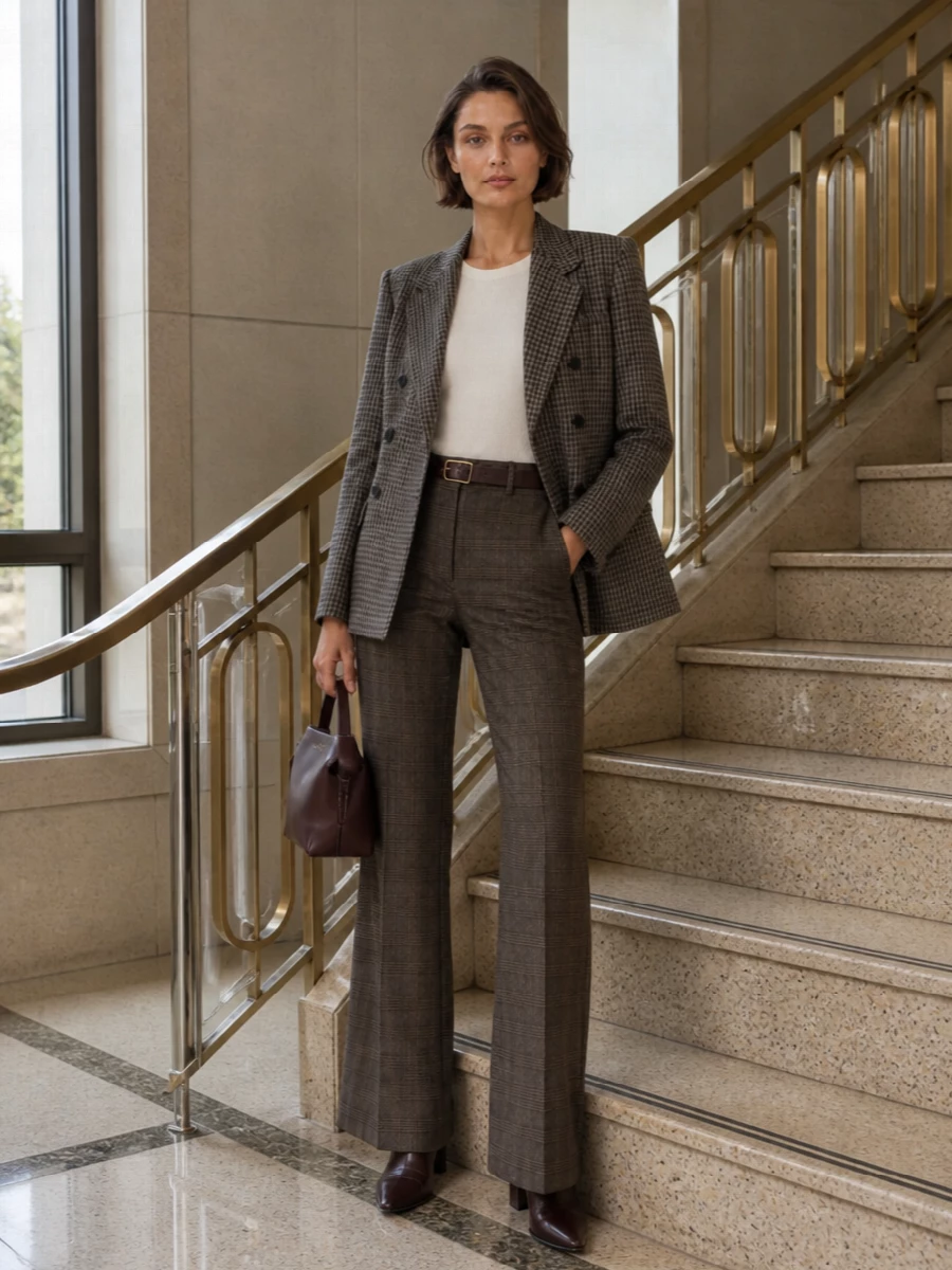 Acne checked trousers tagliatore checked blazer outfit