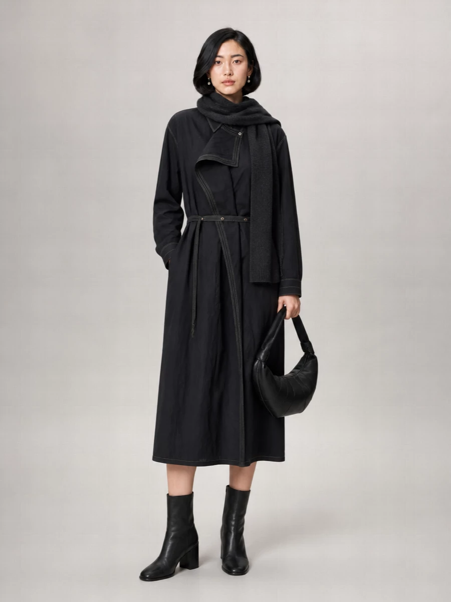 Lemaire Cotton Asymmetric Shirt Midi Dress