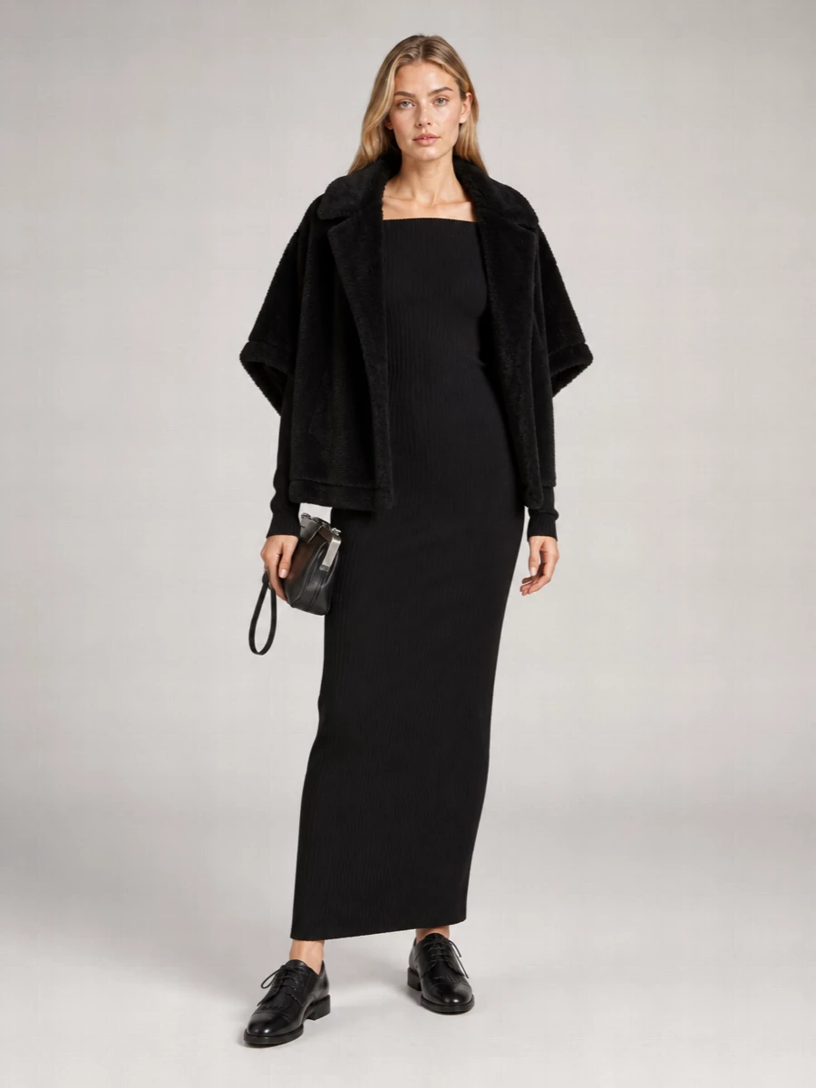 Max Mara alpaca wool silk high-neck short-sleeve coat