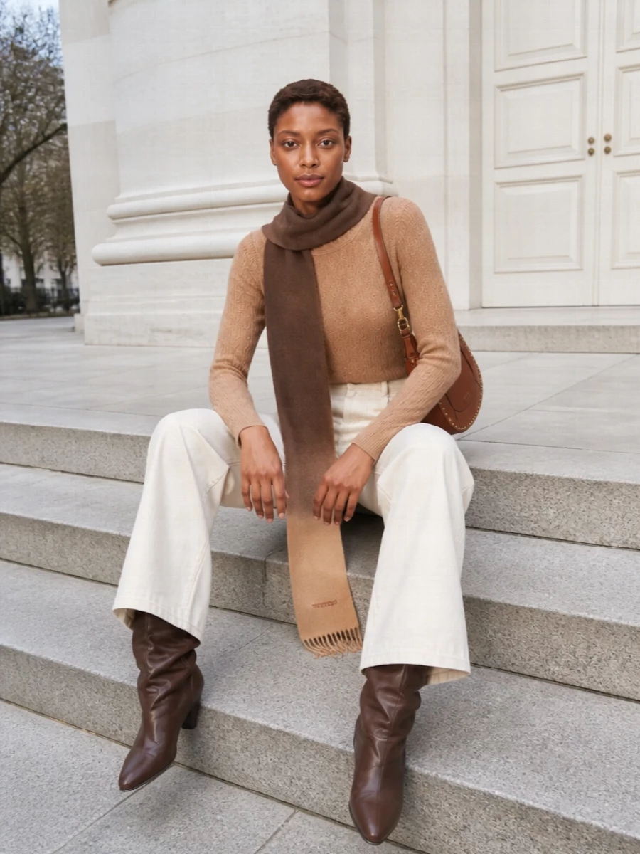 Isabel marant camel sweater ivory wide leg pants