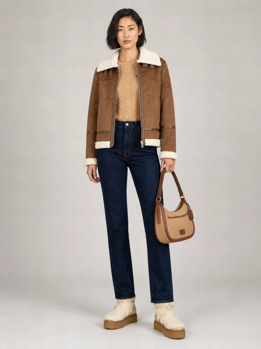Tory Burch Shearling Lace-Up Platform Boots