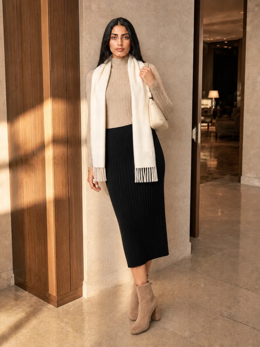 Fabiana filippi ribbed top black knit midi skirt