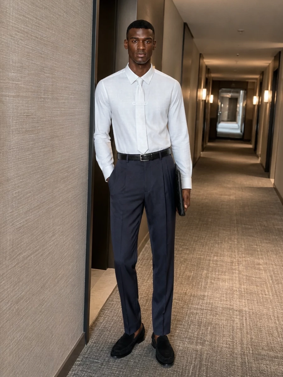Dries van noten tie shirt pleated trousers outfit