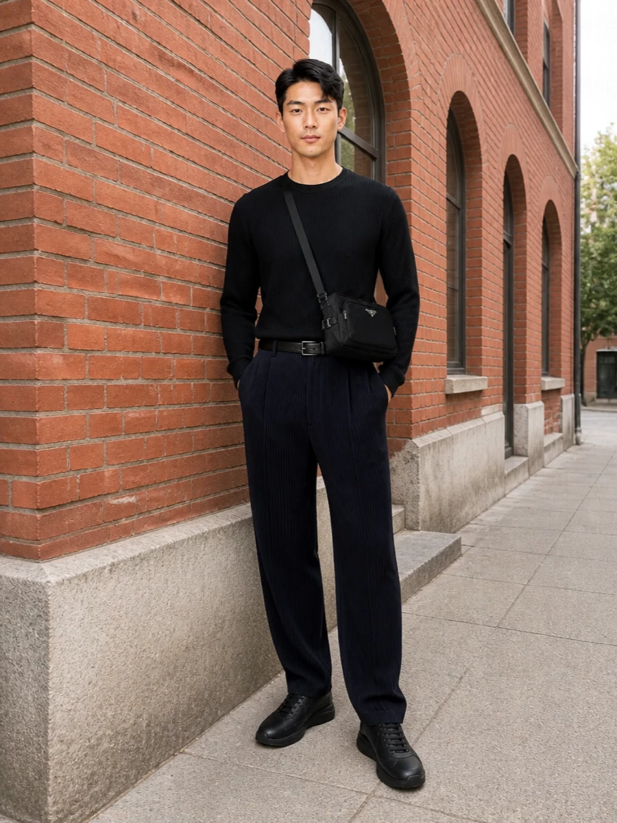 Homme plisse pleated pants prada sneakers