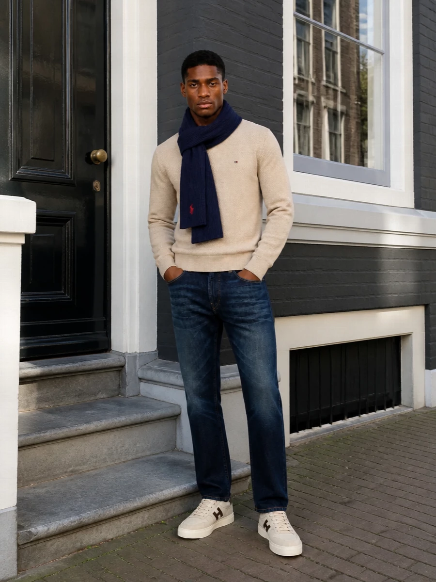 Polo ralph lauren jeans beige sweater hogan sneakers