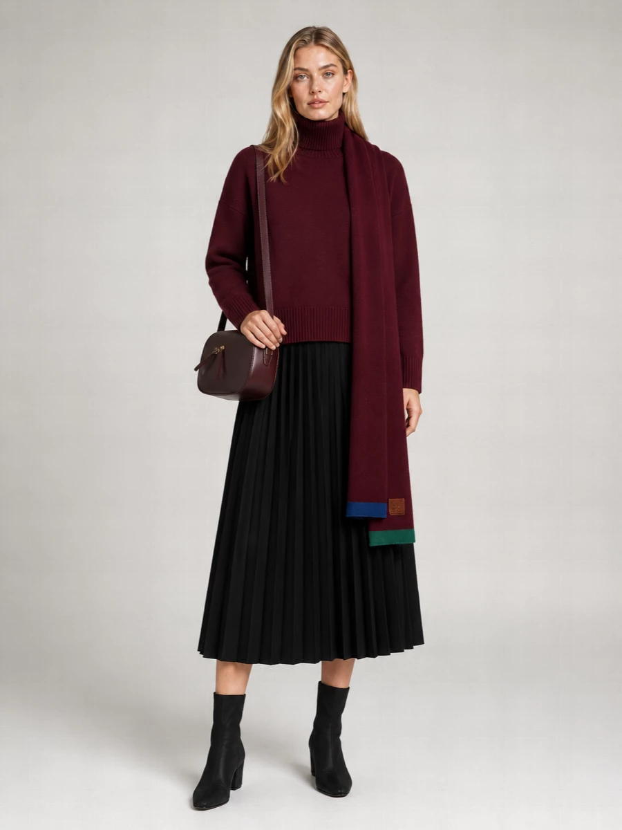 Loewe Wool Ribbed Asymmetric Scarf