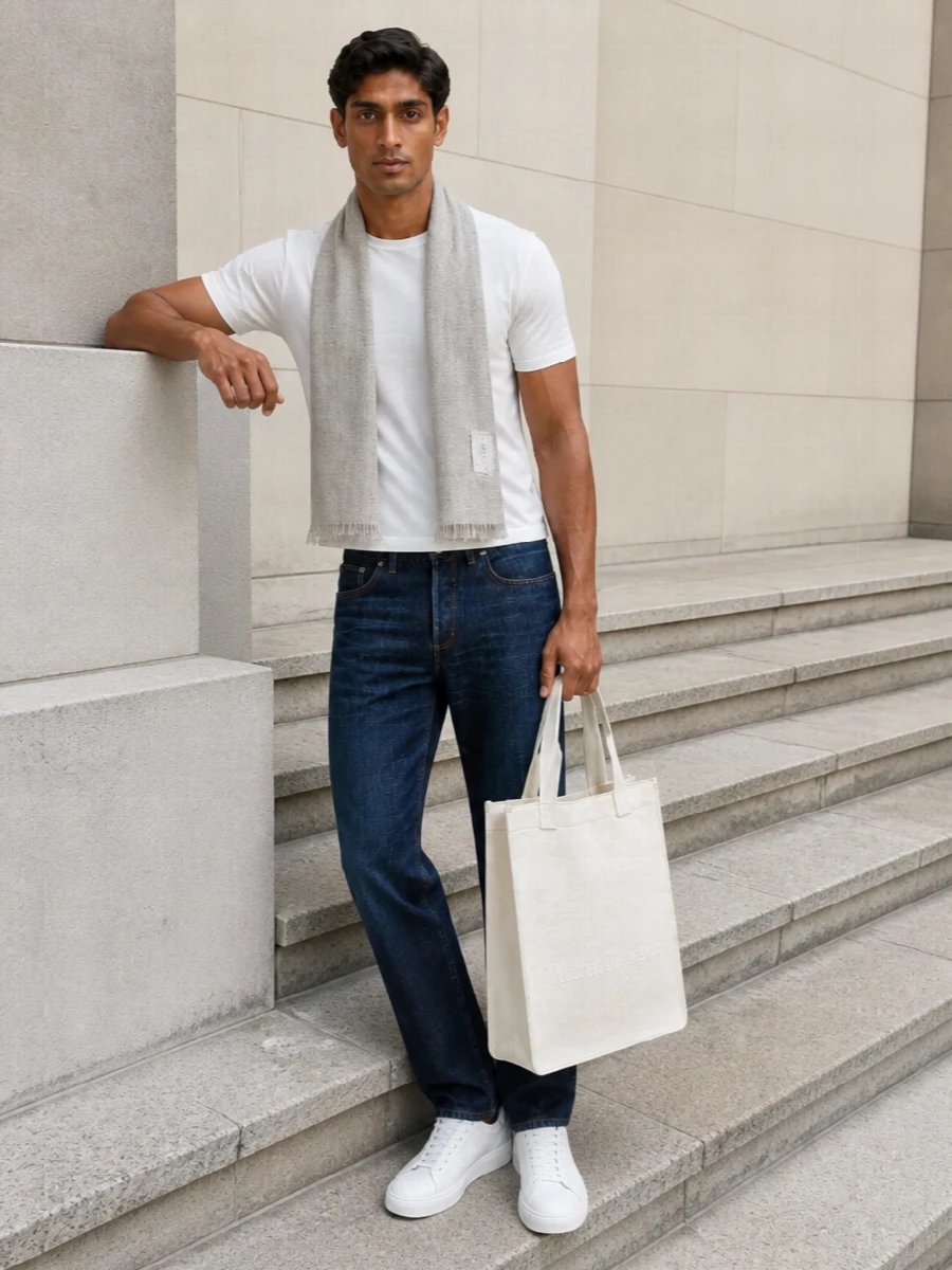Dior white t shirt dark denim white sneakers